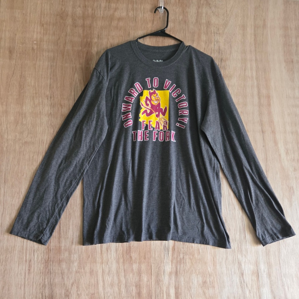 Arizona State Sun Devils Fear The Fork Long Sleeve Shirt Gray XL College Sports